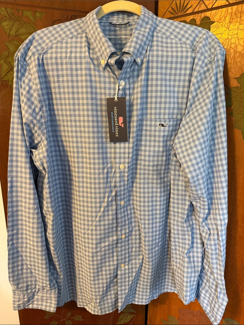 Vineyard Vines Men's Light Blue Gingham Button-Down Shirt